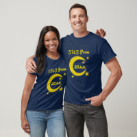 Yellow Blue Night Sky Crescent Moon Stars Prom