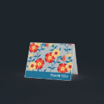 Yellow, Blue & Orange Modern Floral Note Card<br><div class="desc">This modern floral print adds contemporary style to this custom floral thank you note card, which can be customised with your sentiment on the front. The floral print features a chic grey background, upon which, a pattern of bright orange and yellow blooms twine. Makes a great gift for anyone who...</div>