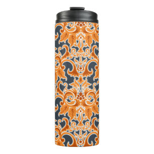 Yellow blue Ornament Seamless Background Patternab Thermal Tumbler