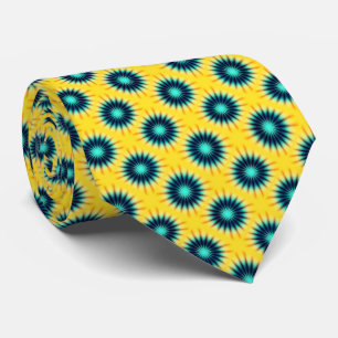 Yellow Blue Pattern Tie