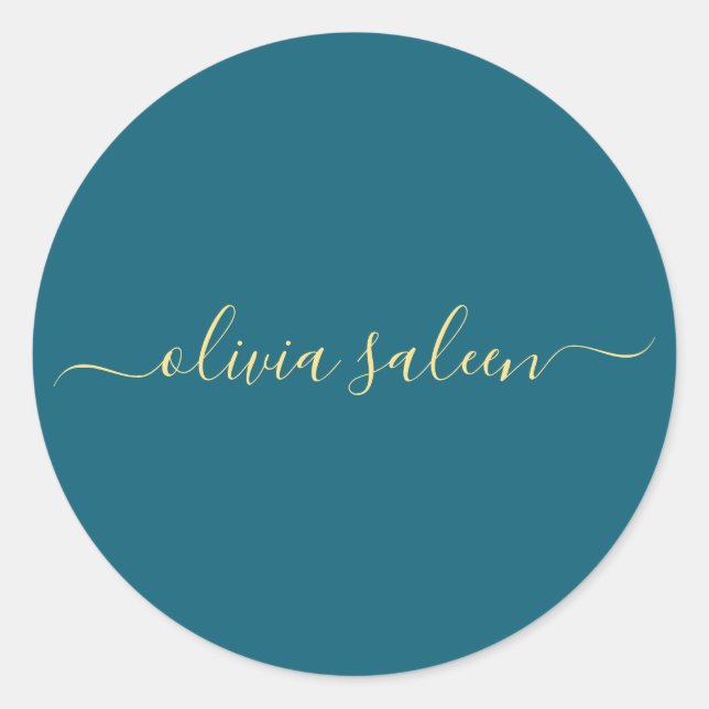 Yellow blue  personalised  classic round sticker (Front)