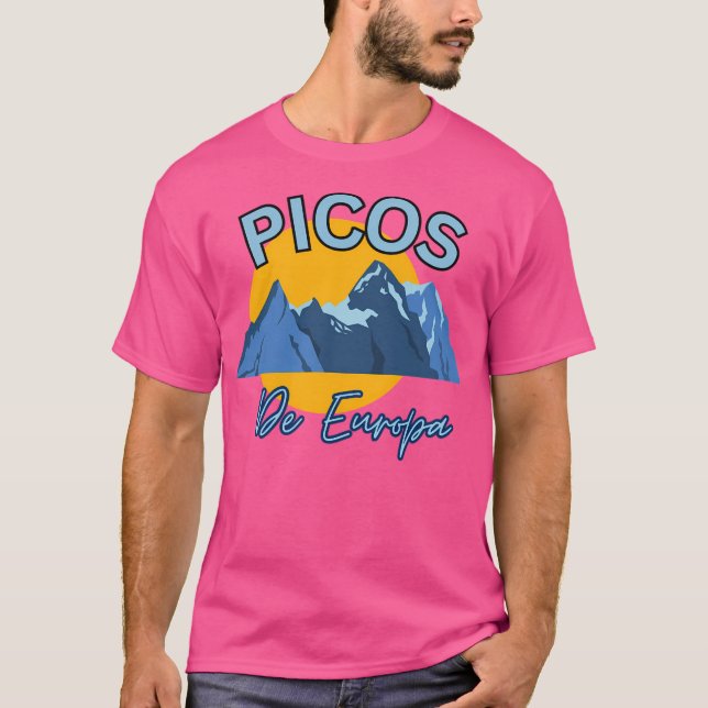 Yellow Blue Picos De Europa Peaks Of Europe Mounta T-Shirt (Front)