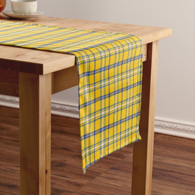 Yellow Blue Plaid Classic Pattern Table Runner (In Situ)