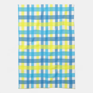 Yellow Blue Plaid Kitchen Hand Towel