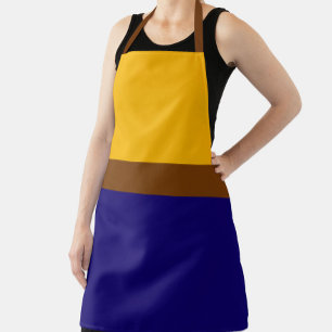 Yellow Blue Plain Colour Block Design Apron
