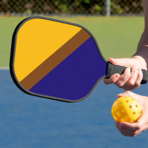 Yellow Blue Plain Colour Block Design Pickleball Paddle