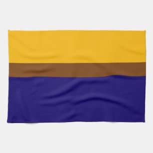 Yellow Blue Plain Colour Block Design Tea Towel
