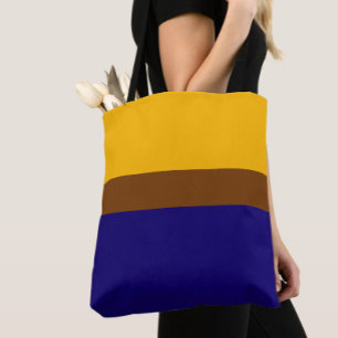 Yellow Blue Plain Colour Block Design Tote Bag