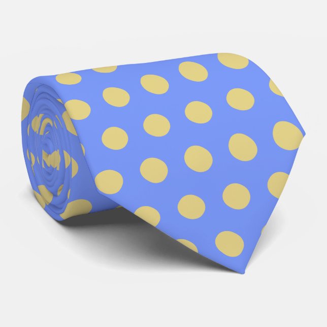 Yellow Blue Polka Dot Tie (Rolled)
