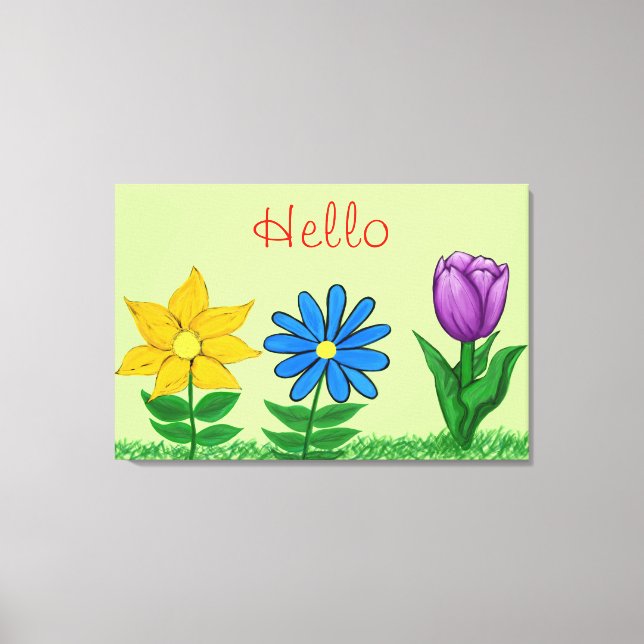 Yellow Blue Purple Floral Garden Canvas (Front)
