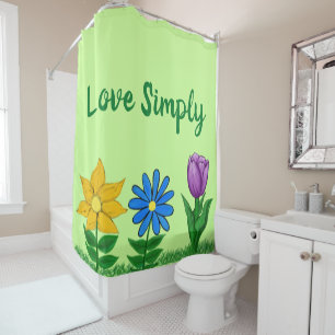 Yellow Blue Purple Floral Green Shower Curtain