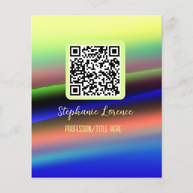 Yellow blue Q R code add name profession title ima (Front)