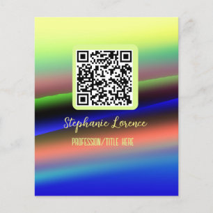 Yellow blue Q R code add name profession title ima