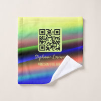 Yellow blue Q R code add name profession title ima