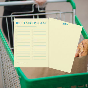 Yellow-Blue Recipe Shopping List & Notes Download Invitation