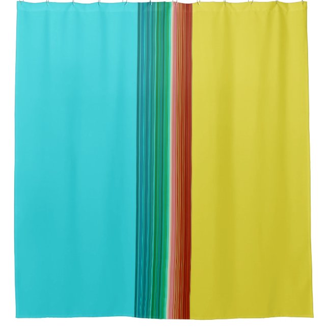Yellow Blue Red Multicolor Striped Pattern Shower Curtain (Front)
