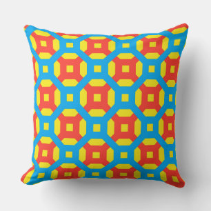 Yellow-blue-red patterns on the pillow