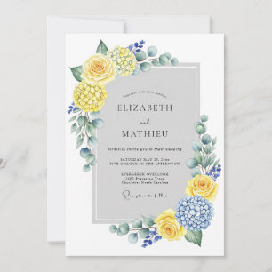 Yellow Blue Refreshing Spring Wedding Invitation