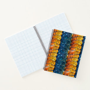 Yellow Blue Reptile Leather Notebook