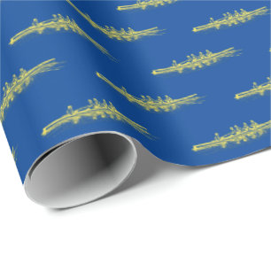 Yellow Blue Rowing Rowers Crew Team Water Sports Wrapping Paper