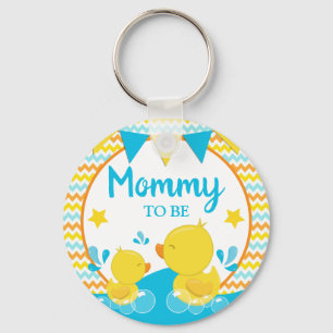 Yellow & Blue Rubber Ducky Polka Dot Mummy to be Key Ring