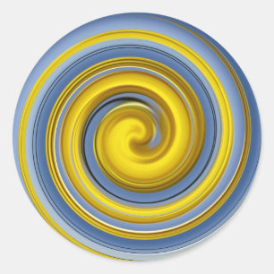 yellow-blue spiral pattern classic round sticker