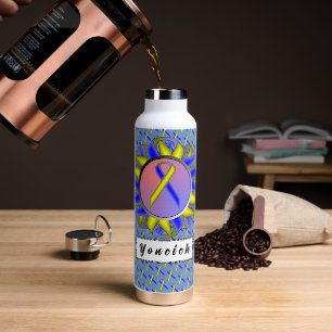 Yellow-Blue Standard Ribbon by Kenneth Yoncich Water Bottle