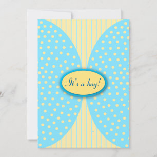 Yellow & Blue Stripes Dots Baby Shower Invitations