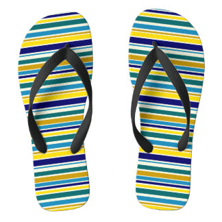 Yellow Blue Stripes Flip Flops
