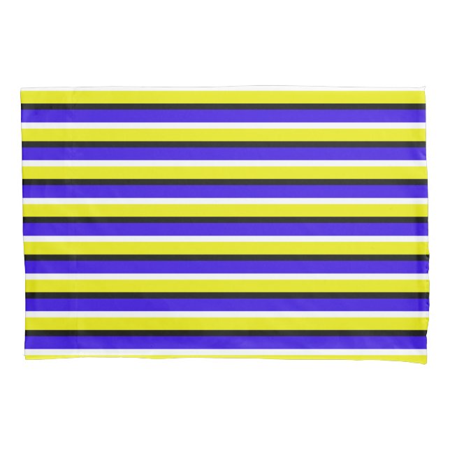 Yellow Blue Stripes Pattern Pillowcase (Front)