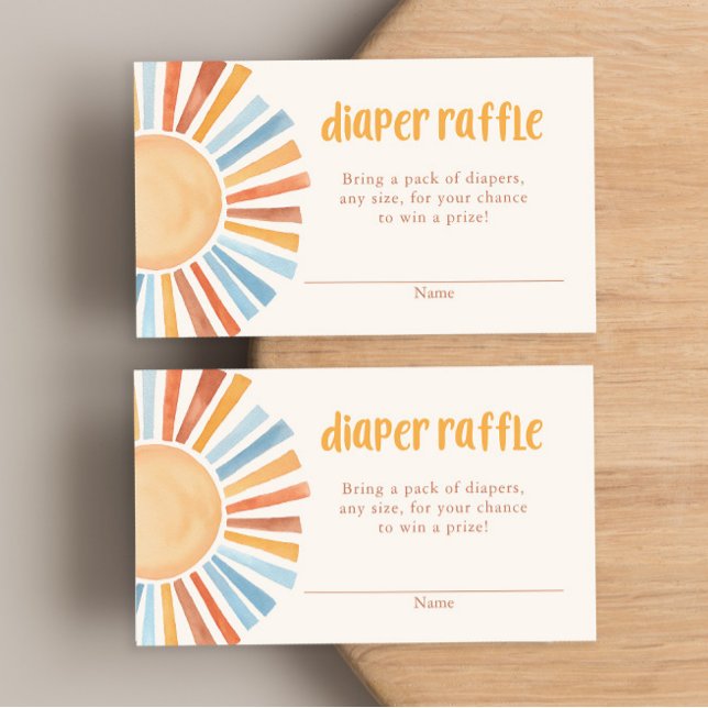 Yellow blue sunshine boho diaper raffle cards (Creator Uploaded)