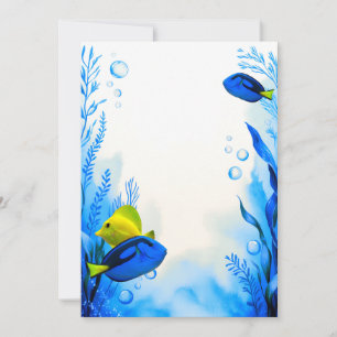 Yellow Blue Tangs Fish Wedding Party Invitation