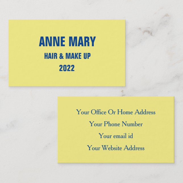 Yellow Blue Trendy Colours Hair Makeup Salon Moder Business Card (Front/Back)