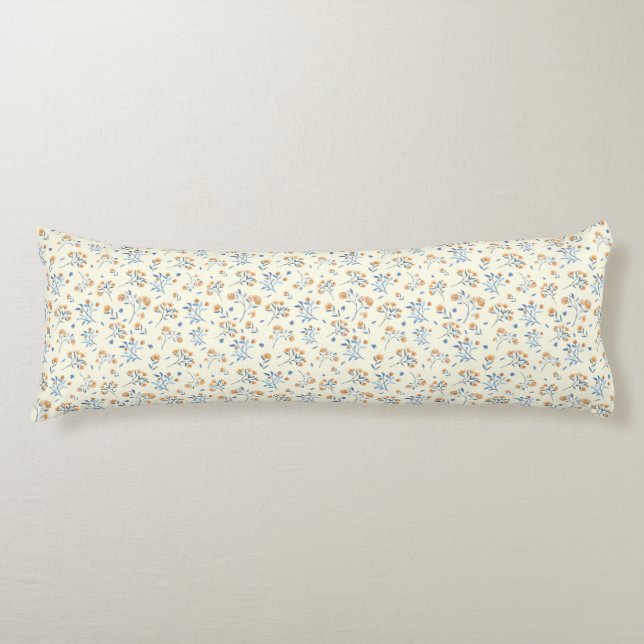 Yellow Blue Vintage Wildflower Pattern   Body Cushion (Front)