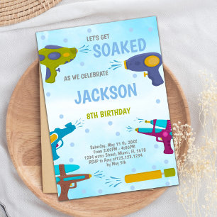 Yellow Blue Water Gun Invitations