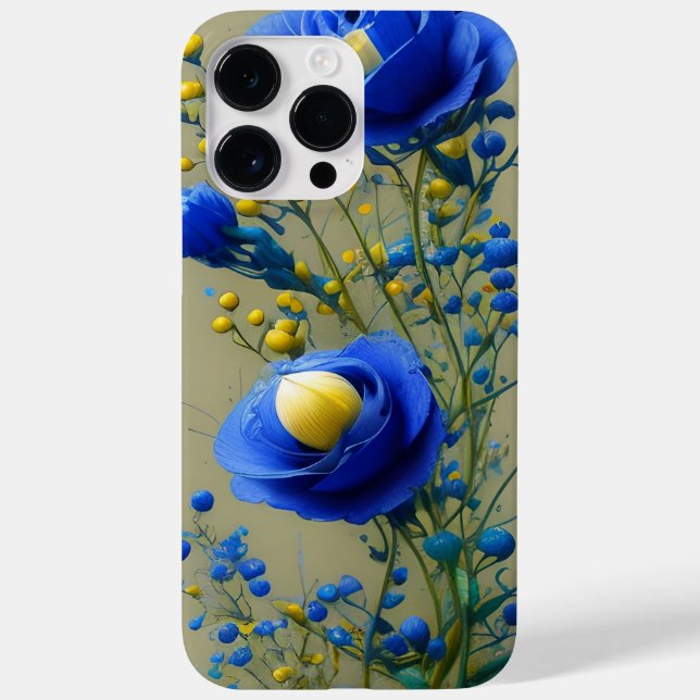 YELLOW & BLUE WATERCOLOR FLOWERS Case-Mate iPhone CASE (Back)