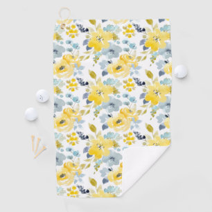 Yellow & Blue Watercolor Pattern Golf Towel