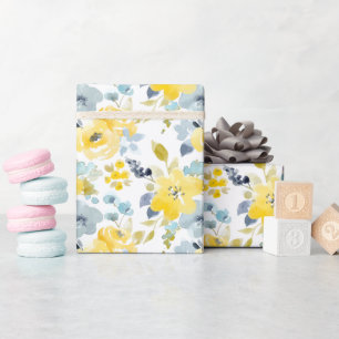 Yellow & Blue Watercolor Pattern Wrapping Paper