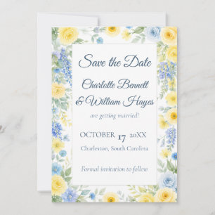 Yellow Blue Watercolor Save the Date