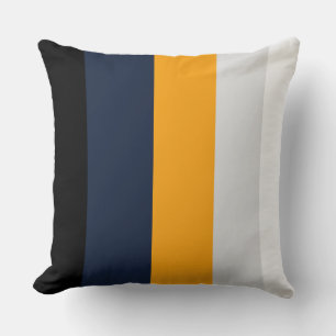 Yellow, blue, white, and black stripes cushion