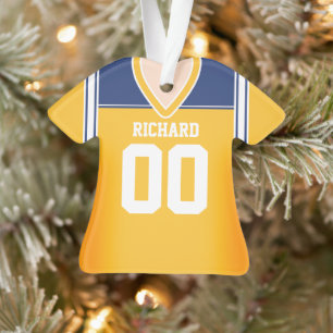 Yellow/Blue/White Football Jersey Ornament