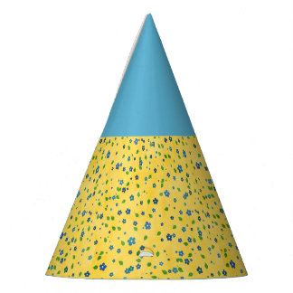 Yellow blue wildflower birthday picnic party hat