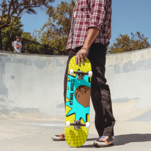 yellow blue Yo Man What You Want Mug Shot Comics Skateboard