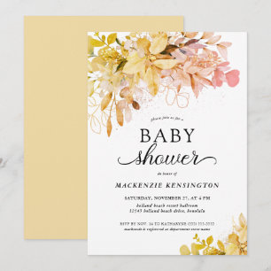 Yellow Blush Pink Botanical Baby Shower Invitation