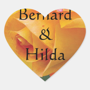 Yellow Blushing Rose Wedding Heart Sticker