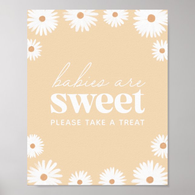 Yellow Boho Daisy Baby Shower Babies are Sweet Poster (Front)