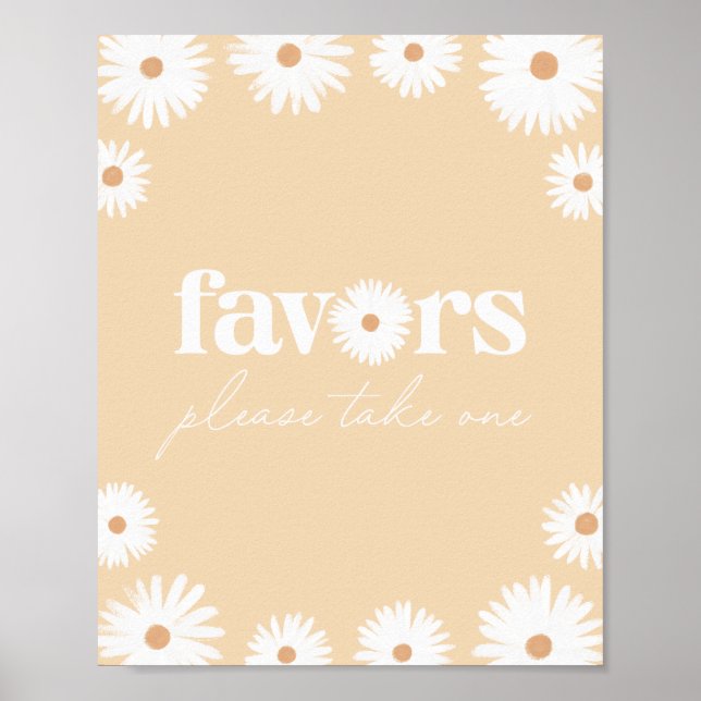 Yellow Boho Daisy Birthday Party Favours Sign (Front)