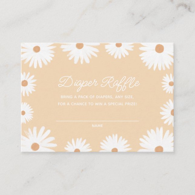 Yellow Boho Daisy Floral Baby Shower Diaper Raffle Enclosure Card (Front)