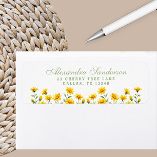 Yellow Boho Floral Wildflower Return Address