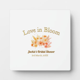 yellow boho love in Bloom bridal shower name retro Plaque